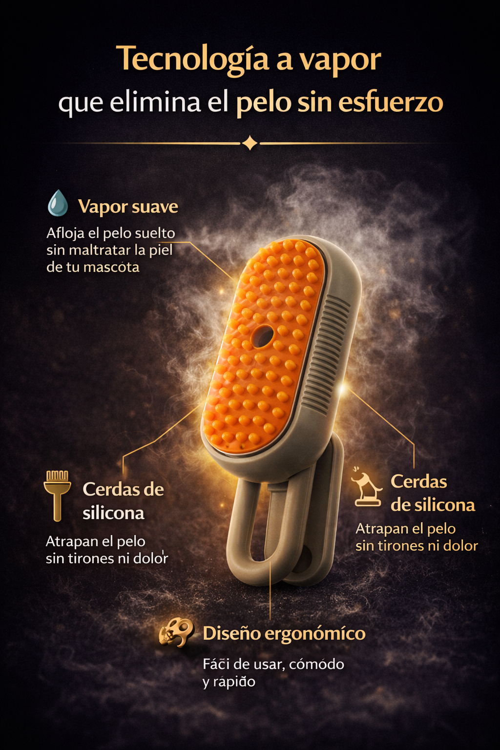 Cepillo Para Mascotas Con Vapor