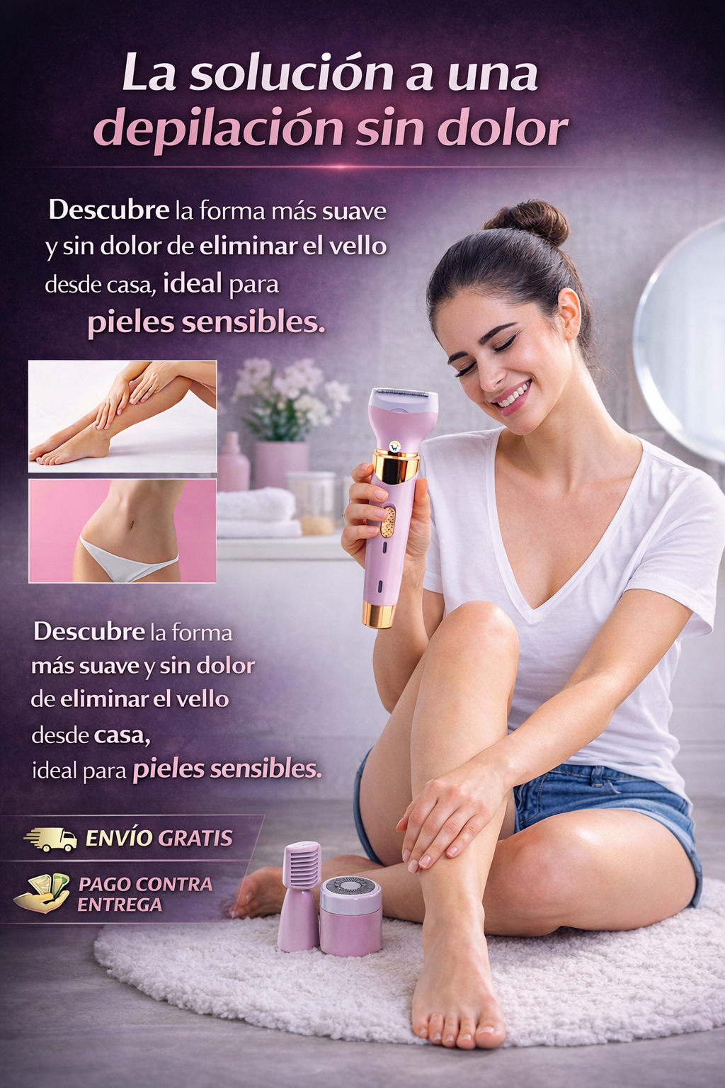 Depiladora Femenina 4 En 1 Recargable Vellos Piernas