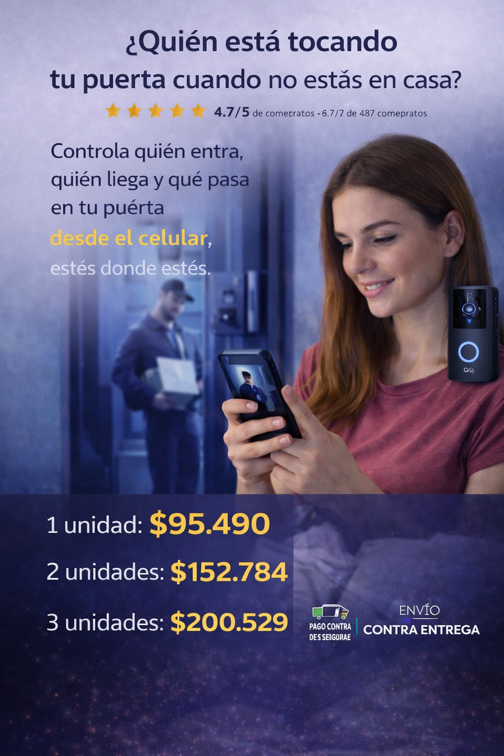 🔒Cámara Timbre Inteligente Inalámbrica HD
