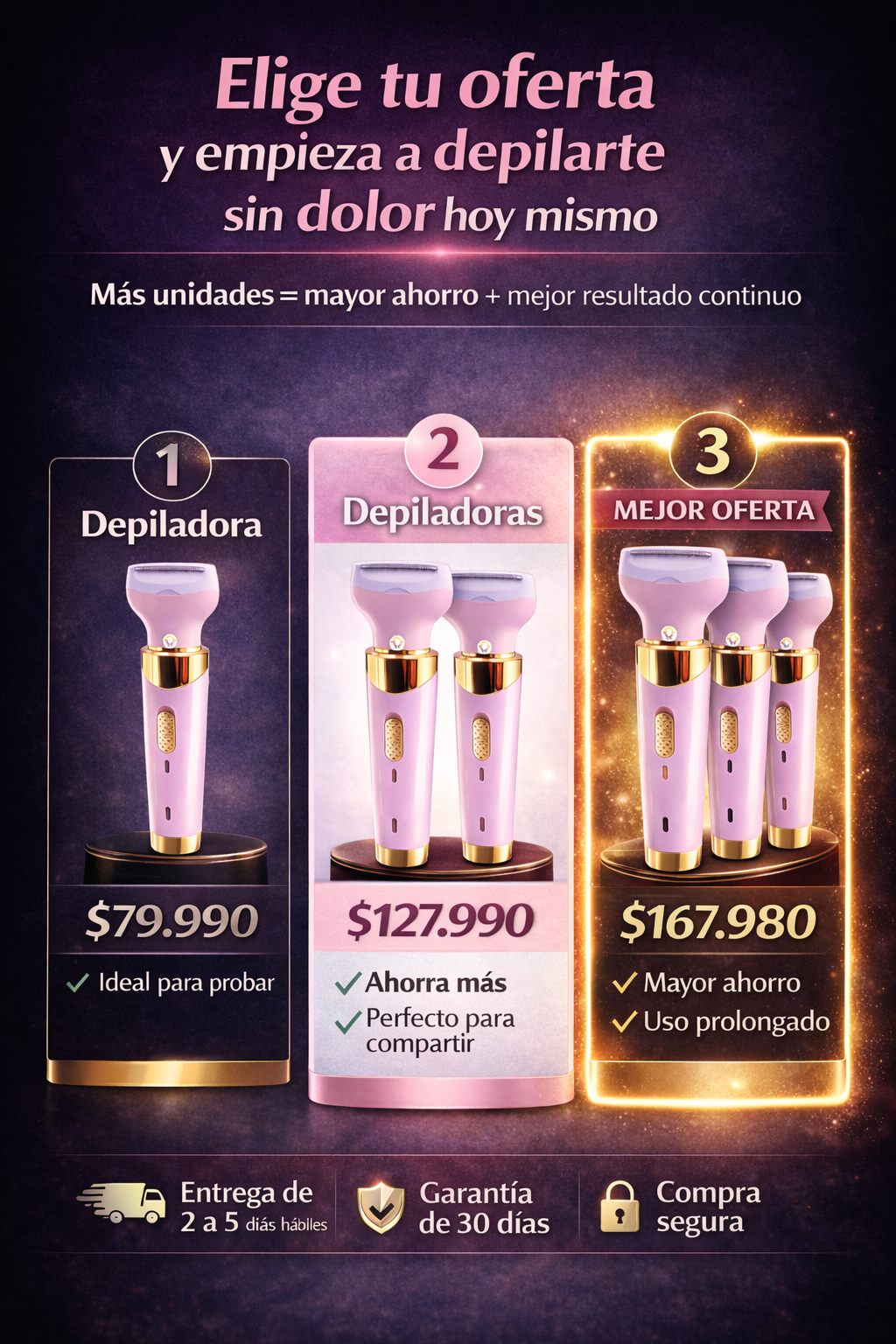 Depiladora Femenina 4 En 1 Recargable Vellos Piernas